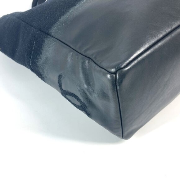 CHANEL CC CC Mark logo Vertical Tote Bag Shoulder Bag Knit / Leather Black - Picture 3 of 16